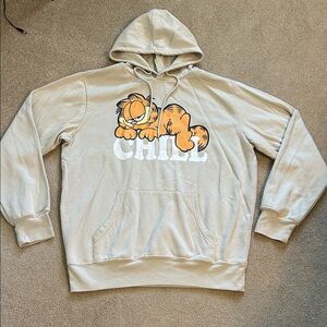 New Garfield 'Chill' Graphic Hoodie Sweatshirt - Beige